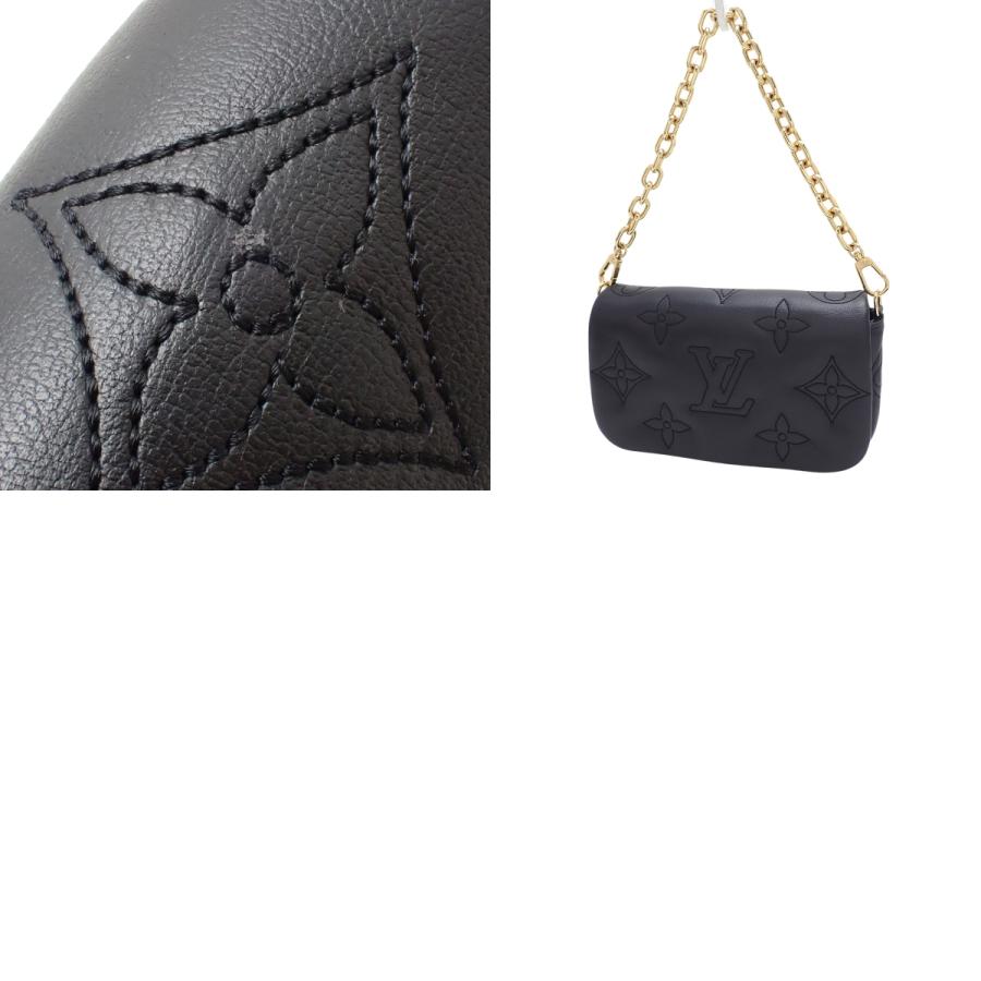 LOUIS VUITTON(ルイ・ヴィトン) バブルグラム ウォレットオンストラップ ショルダーバッグ 2WAY 肩掛け 斜め掛け チェーンストラップ クラッチ カーフ ブラック黒 ゴールド金具 M81398 レディース 40802158681【中古】【アラモード】 LOUIS VUITTON（ルイ・ヴィトン） バブルグラム ウォレットオン
