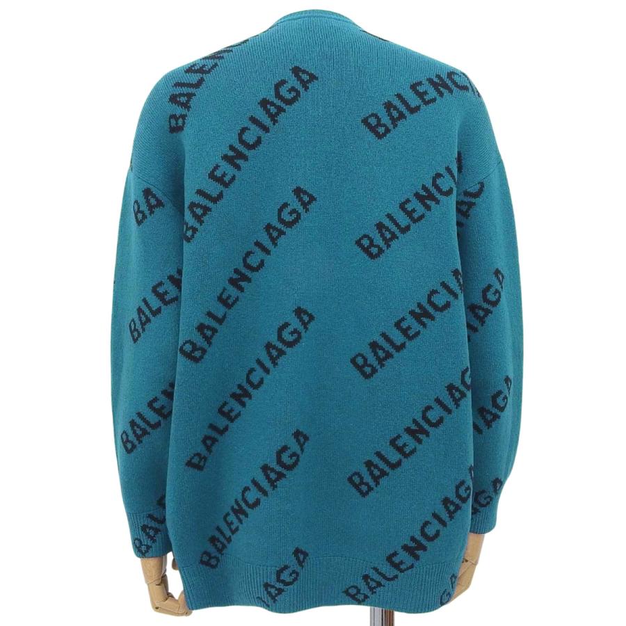 90s BALENCIAGA ロゴエンボス 総柄ウールニット セーター メンズL