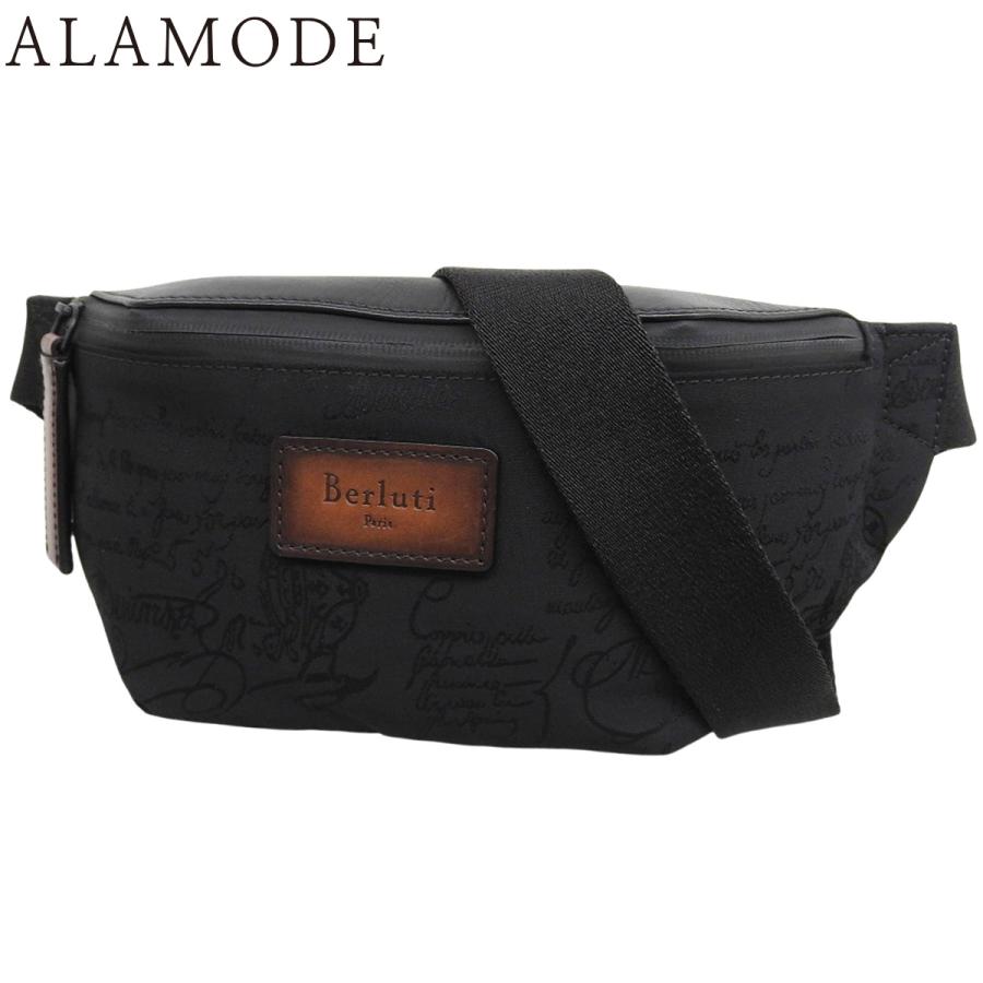 Berluti(ベルルッティ) カリグラフィー ボディバッグ ウエストバッグ/ボディバッグ ウエストポーチ ショルダー ナイロン レザー ブラック黒 ブラック金具 メンズ 40802159246【中古】【アラモード】 Berluti(ベルルッティ) カリグラフィー ボディバッグ ウエストバッグ