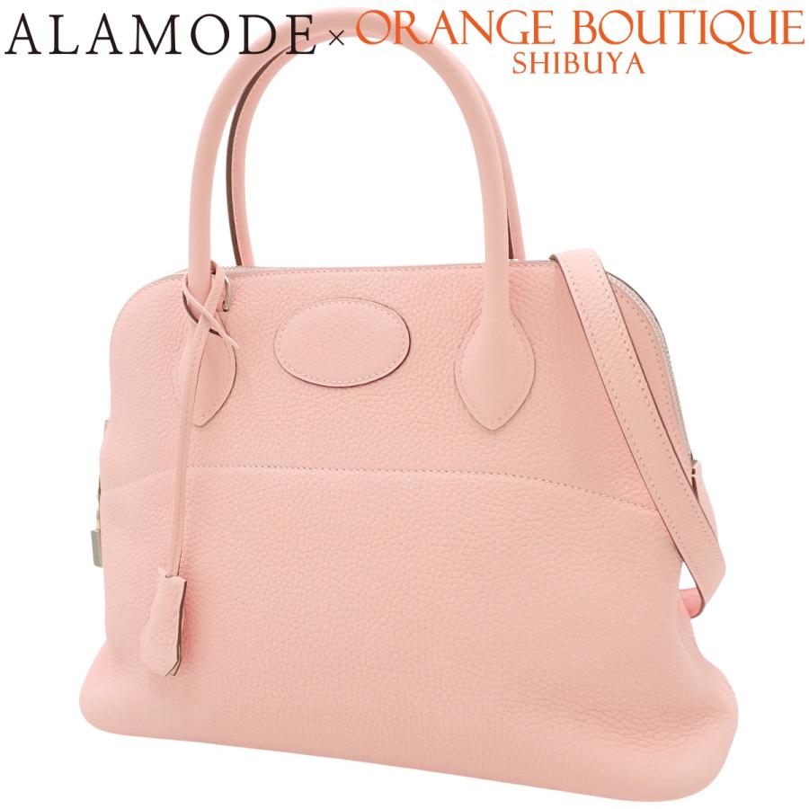 HERMES(エルメス) ボリード ヴェルソ 31 ローズサクラ/ナタ ピンク クリーム薄黄色 トリヨンクレマンス パラジウム金具 シルバー金具 Z刻印 ハンドバッグ 2WAY ショルダー 肩掛け レディース 40802159349【中古】【アラモード】 HERMES（エルメス） ボリード ヴェルソ 31 ローズサクラ/ナタ ピンク