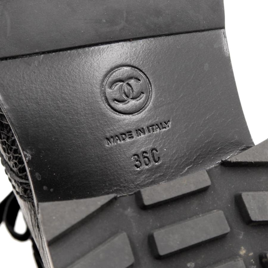 CHANEL（シャネル） ベロアココマーク パール付き レースアップブーツ 