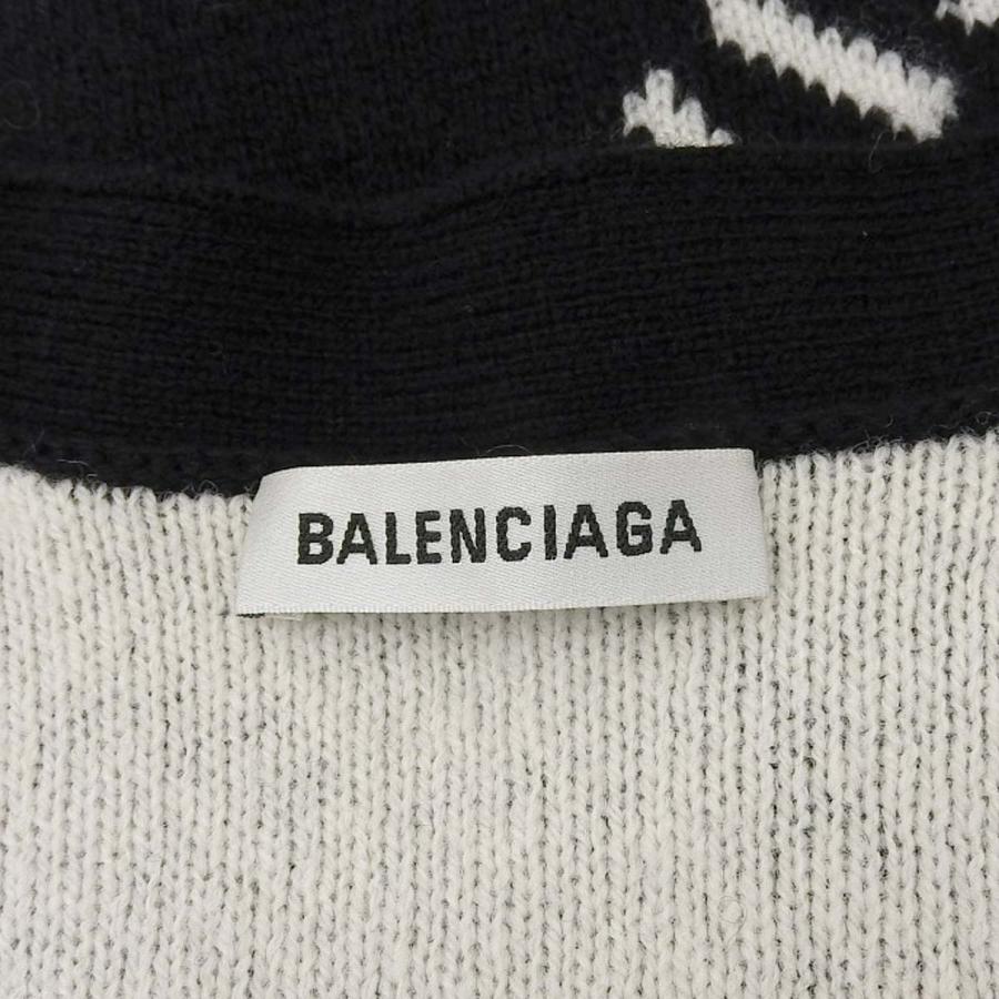 BALENCIAGA(バレンシアガ) ロゴ カーディガン 2021年 トップス 総柄 アパレル ファッション XS ウール ブラック黒 ホワイト白 620984 メンズ 40802160239【中古】【アラモード】 BALENCIAGA(バレンシアガ) ロゴ カーディガン 2021年 トップス 総柄 XS