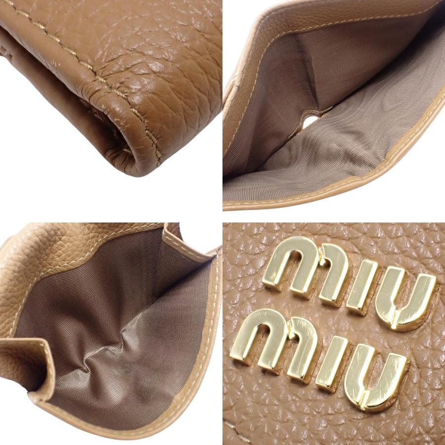 美品！MIU MIU ブラウン 三つ折り財布 ミュウミュウ Miu Miu MIUMIU 三つ折り財布 5MH043 ADT7 ヴィッテロ