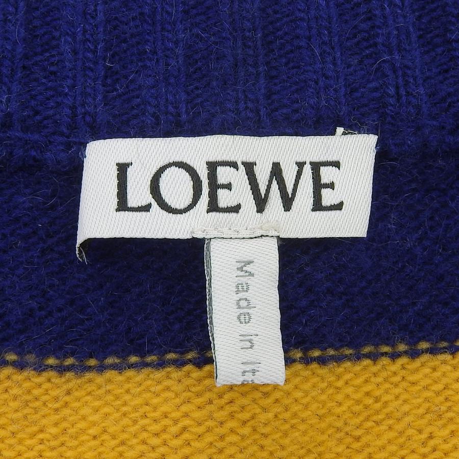 LOEWE(ロエベ) ボーダーニット ニット/セーター アパレル 長袖 ロゴ刺繍 アナグラム S ウール カシミヤ イエロー黄 ブルー青 H3299370SM メンズ 40802161353【中古】【アラモード】 LOEWE（ロエベ） ボーダーニット セーター アパレル 長袖 ロゴ刺繍