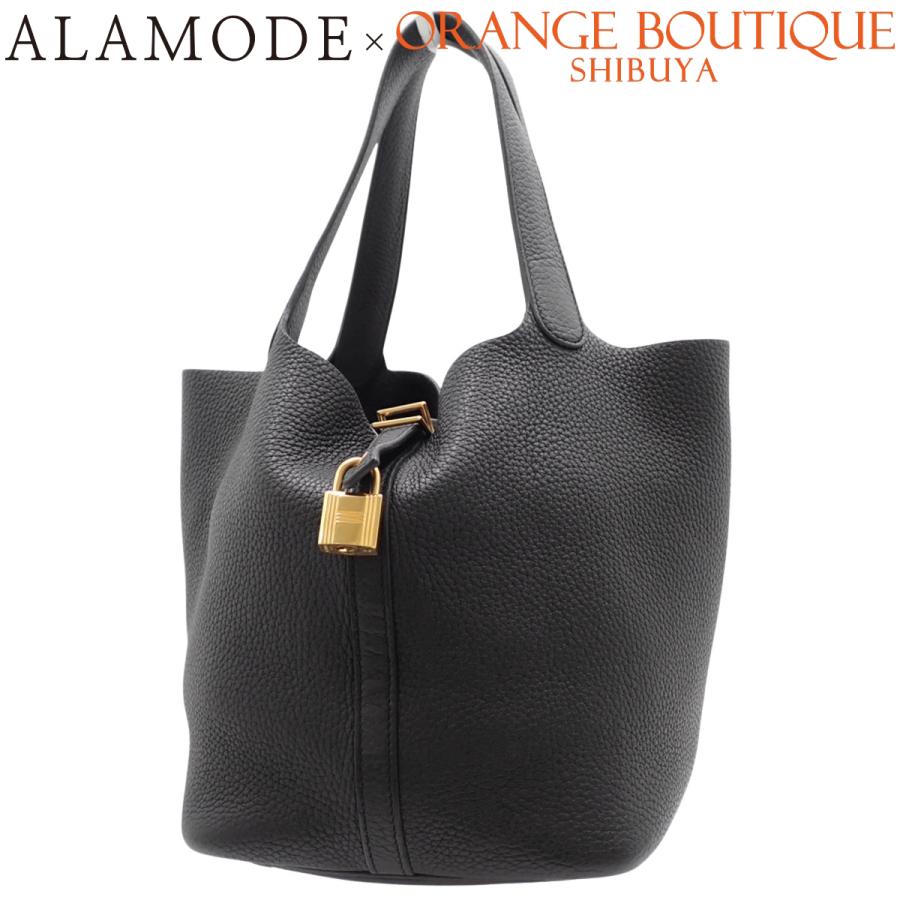 HERMES(エルメス) ピコタンロックMM ブラック黒 トリヨンクレマンス ゴールド金具 Z刻印 ハンドバッグ トートバッグ レディース 40802162892【中古】【アラモード】 HERMES（エルメス） ピコタンロックMM ブラック黒 トリヨン ゴールド