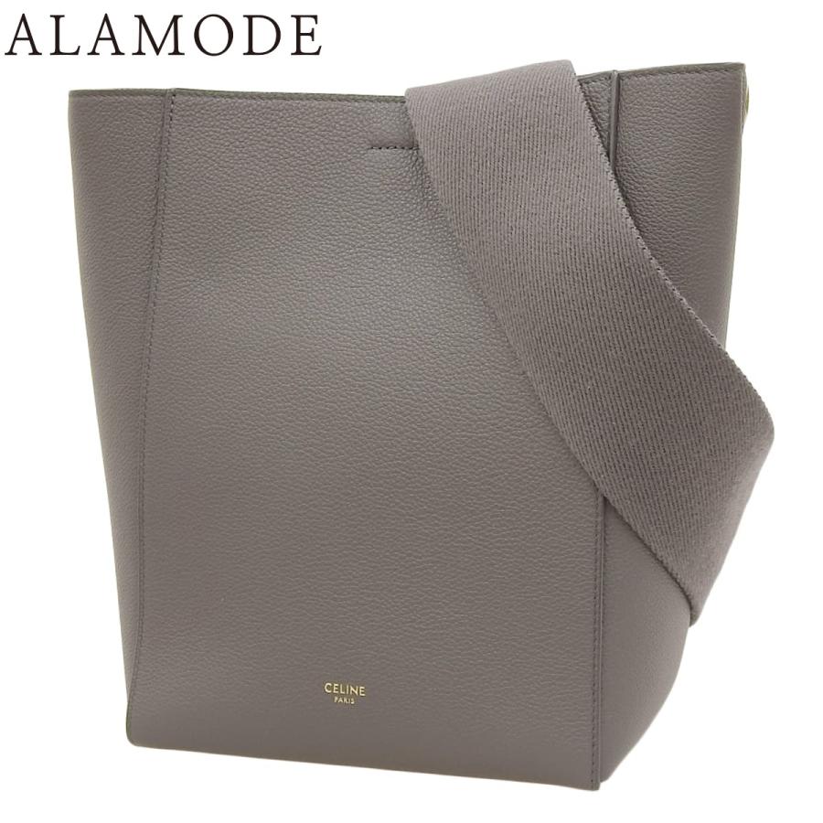 CELINE(セリーヌ) サングルバケット スモール ショルダーバッグ 肩掛け トート カーフ グレー ゴールド金具 189303AH4.10DC レディース 40802163445【中古】【アラモード】 CELINE（セリーヌ） サングルバケット スモール ショルダーバッグ