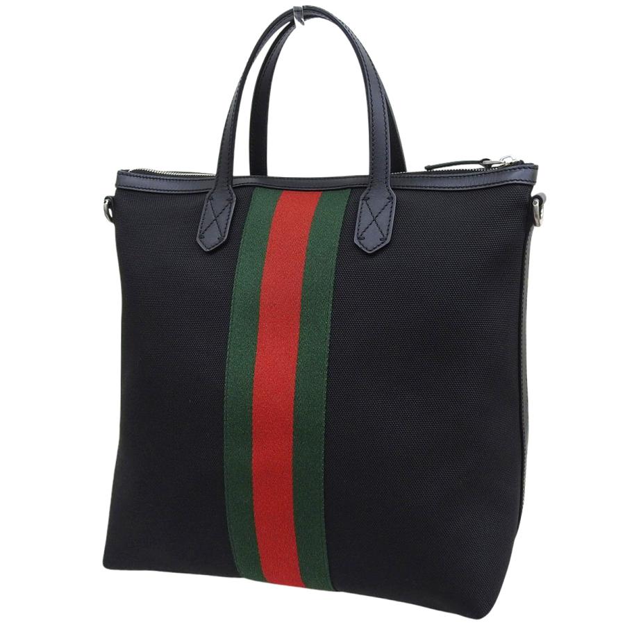 GUCCI（グッチ） トートバッグ シェリーライン キャンバス ブラック黒