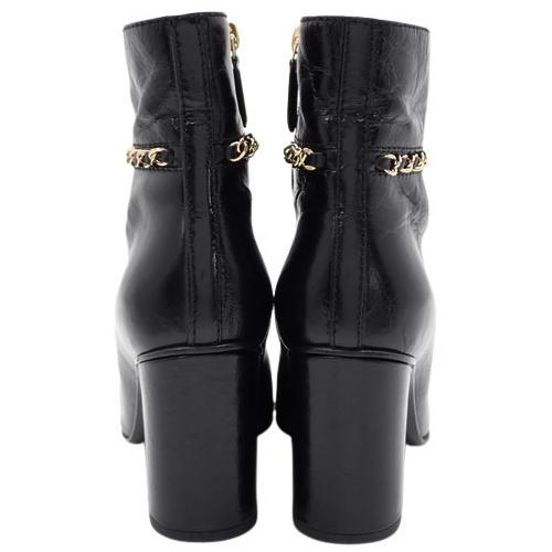 CHANEL(シャネル) 19A チェーン アンクル ショートブーツ ブーツ 38 レザー ブラック黒 G35008 レディース 4080216429【アラモード】の画像