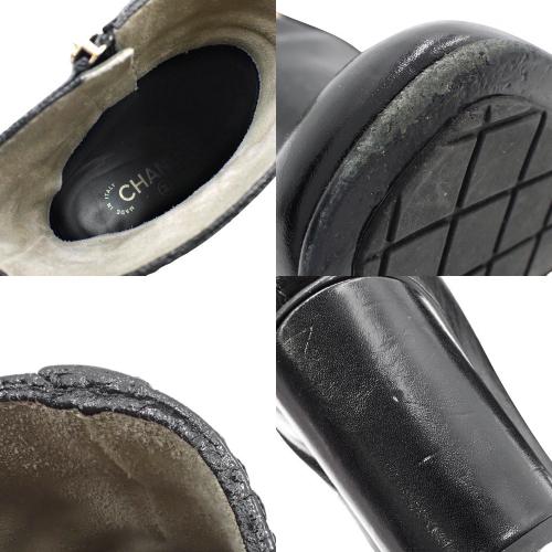 CHANEL(シャネル) 19A チェーン アンクル ショートブーツ ブーツ 38 レザー ブラック黒 G35008 レディース 4080216429【アラモード】の画像