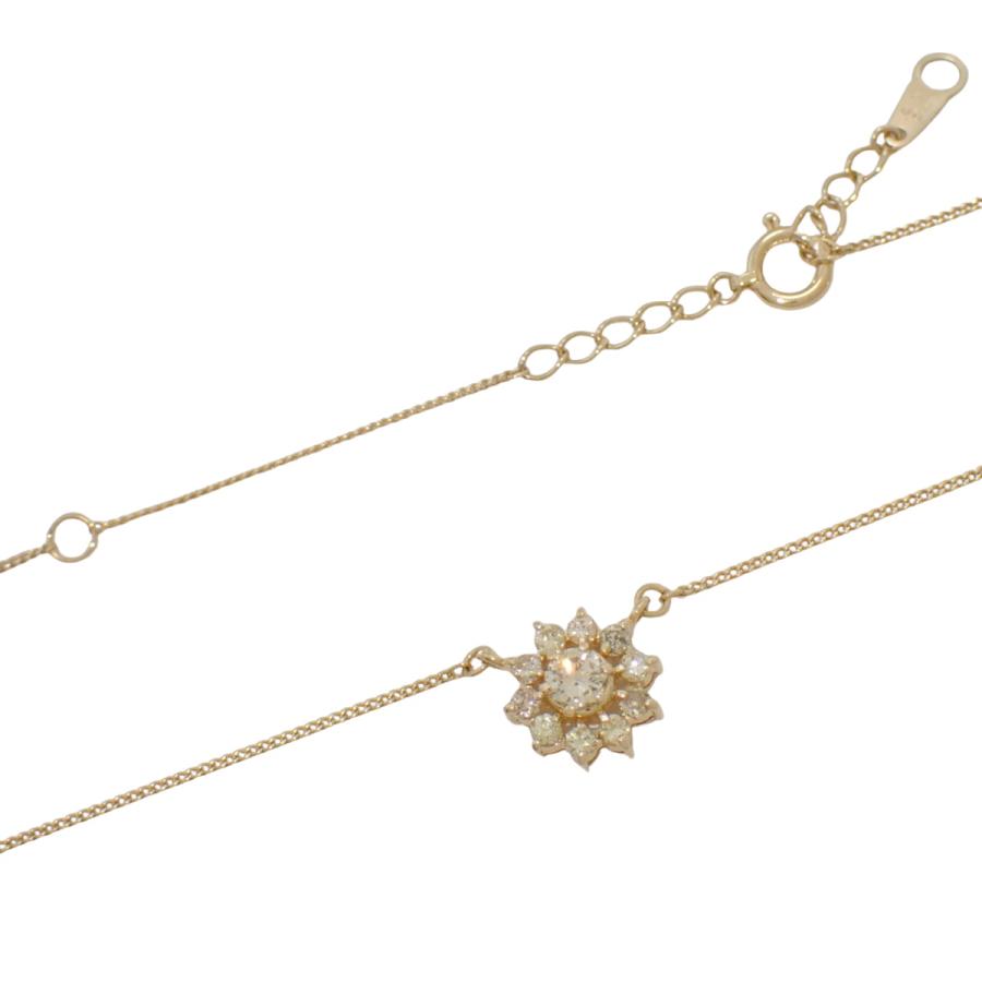 D0.51 フラワー ダイヤモンド ネックレス イエローゴールド K18YG 2.9g ジュエリー 花 金 レディース 40802164905【中古】【アラモード】_3