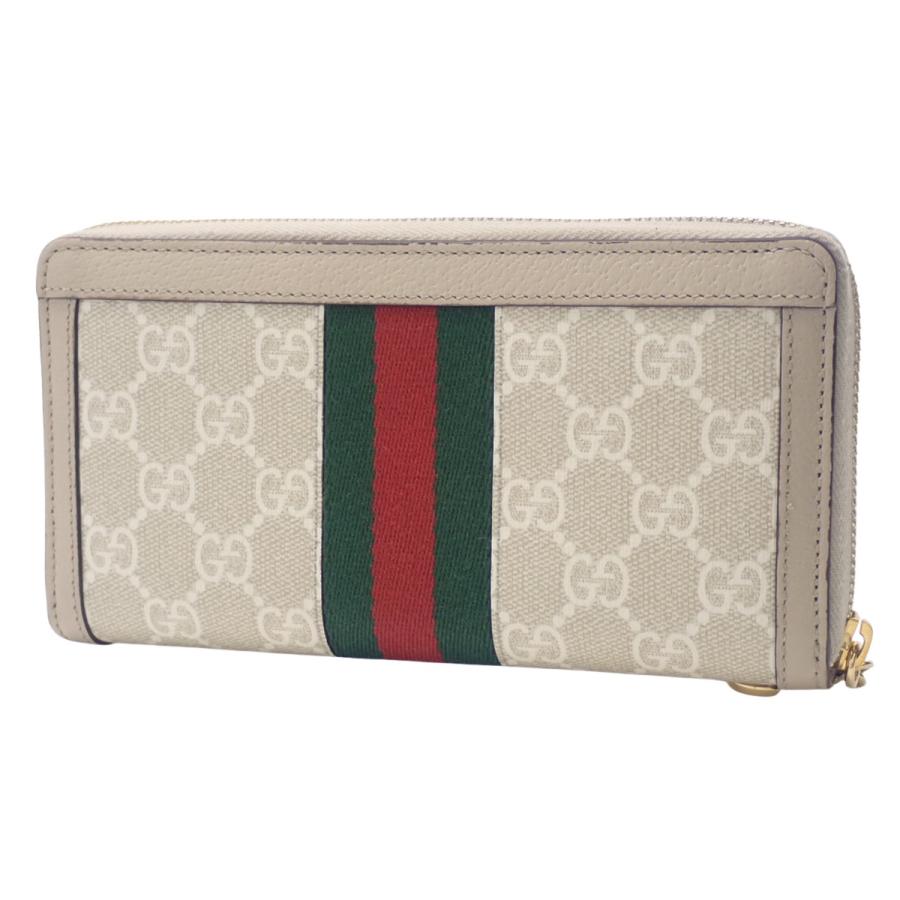 GUCCI(グッチ) オフィディア ジップアラウンドウォレット ロングウォレット 長財布 シェリー ウェブ ストライプ GGスプリームキャンバス レザー ベージュ ホワイト白 グリーン緑 レッド赤 ゴールド金具 523154 レディース 40802165009【中古】【アラモード】 GUCCI（グッチ） オフィディア ジップアラウンドウォレット ウォレット