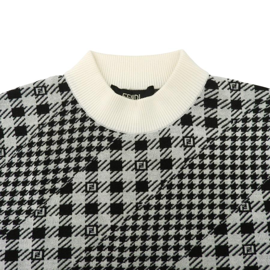 FENDI(フェンディ) 千鳥格子柄 ハイゲージニット セーター 2022年 46 ウール ブラック アイボリー FZX089 AL3Y 40802165337【アラモード】_4