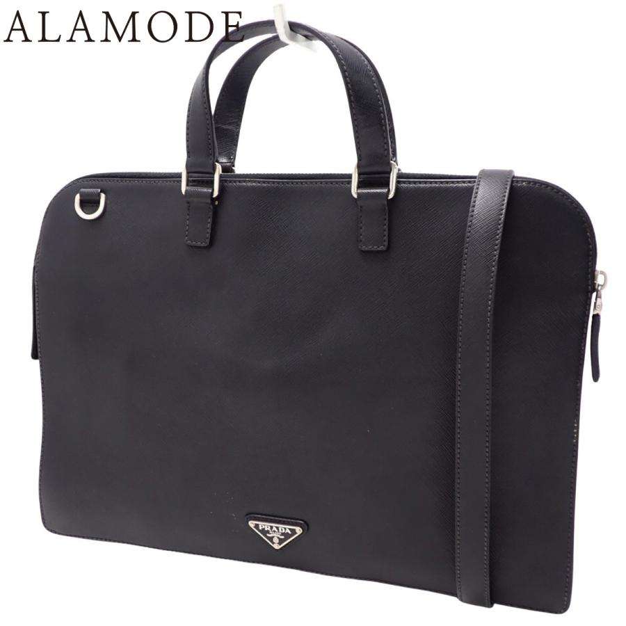 PRADA プラダ サフィアーノレザー ビジネスバッグ ブリーフケース ブラック PRADA（プラダ） ビジネスバッグ/ブリーフケース 2WAY ショルダー
