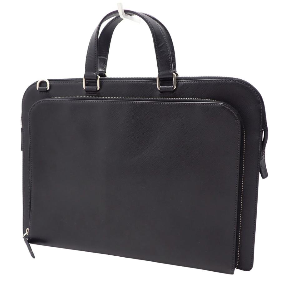 【美品】 PRADA プラダ ブリーフケース ビジネスバッグ ブラック　レザー PRADA（プラダ） ビジネスバッグ/ブリーフケース 2WAY ショルダー