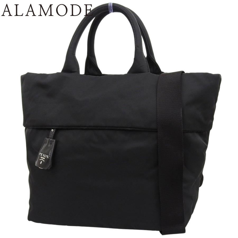 PRADA(プラダ) 2WAY リバーシブル トートバッグ トートバッグ ショルダー ショッピングバッグ 肩掛け 斜め掛け ナイロン NERO ネロ ブラック黒 シルバー金具 BR4521 レディース 40802165556【中古】【アラモード】 PRADA（プラダ） 2WAY リバーシブル トートバッグ ショルダー