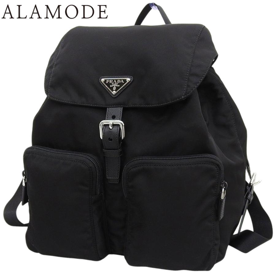 PRADA(プラダ) Re-Nylon バックパック リュックサック/バックパック デイパック トライアングルロゴ 三角ロゴ ナイロン テスート NERO ブラック黒 シルバー金具 1BZ005 レディース 40802165688【中古】【アラモード】 PRADA（プラダ） Re-Nylon バックパック リュック トライアングルロゴ