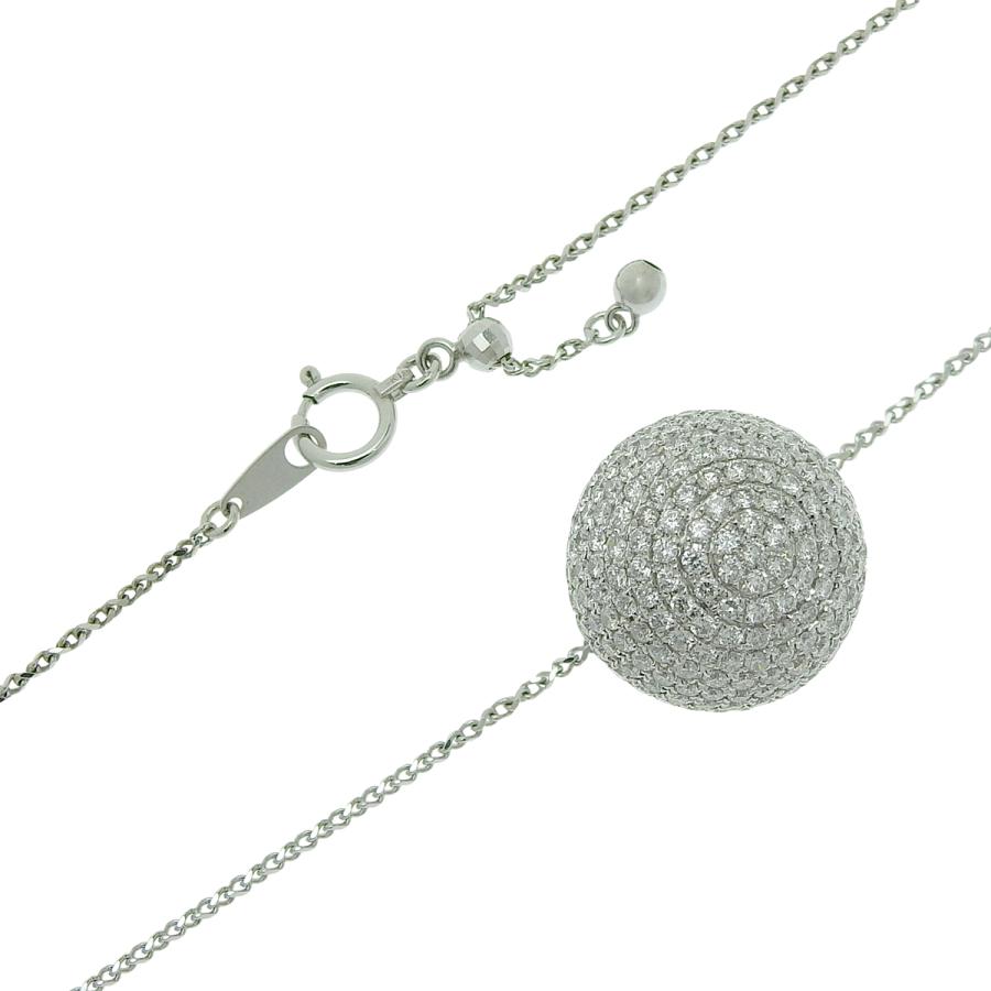 球体 パヴェダイヤモンド ネックレス ホワイトゴールド K18WG ジュエリー パヴェボール シルバー銀 レディース 40802165845【アラモード】_3