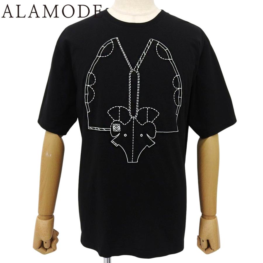 LOEWE(ロエベ) アナグラム エレファント Tシャツ Tシャツ アパレル ファッション 半袖 トップス ロゴ刺繍 M コットン ブラック黒 メンズ 40802166201【中古】【アラモード】 LOEWE（ロエベ） アナグラム エレファント Tシャツ アパレル