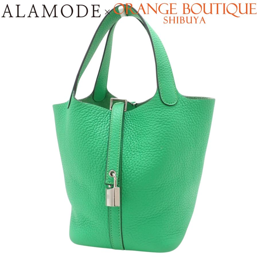 HERMES(エルメス) ピコタンロックPM ヴェールコミック グリーン緑 トリヨンクレマンス パラジウム金具 シルバー金具 U刻印 ハンドバッグ トートバッグ レディース 40802169359【アラモード】 HERMES（エルメス） ピコタンロックPM ヴェールコミック グリーン緑