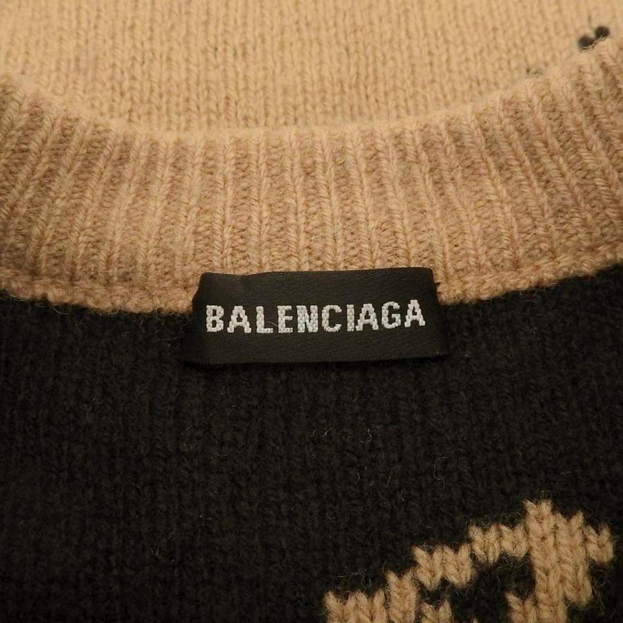 BALENCIAGA(バレンシアガ) ロゴ ニット ニット/セーター 2018年 アパレル ファッション 衣類 XL ウール ベージュ ブラック黒 547831 T1473 メンズ 40802169696【中古】【アラモード】 BALENCIAGA（バレンシアガ） ロゴ ニット セーター アパレル セーター
