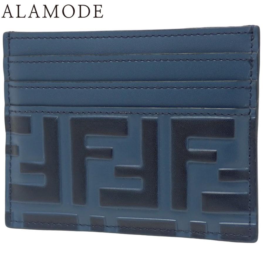 FENDI(フェンディ) ズッカ柄 カードケース パスケース 名刺入れ 定期入れ レザー ネイビー紺 ブラック黒 7M0164 40802170265【アラモード】 | FENDI