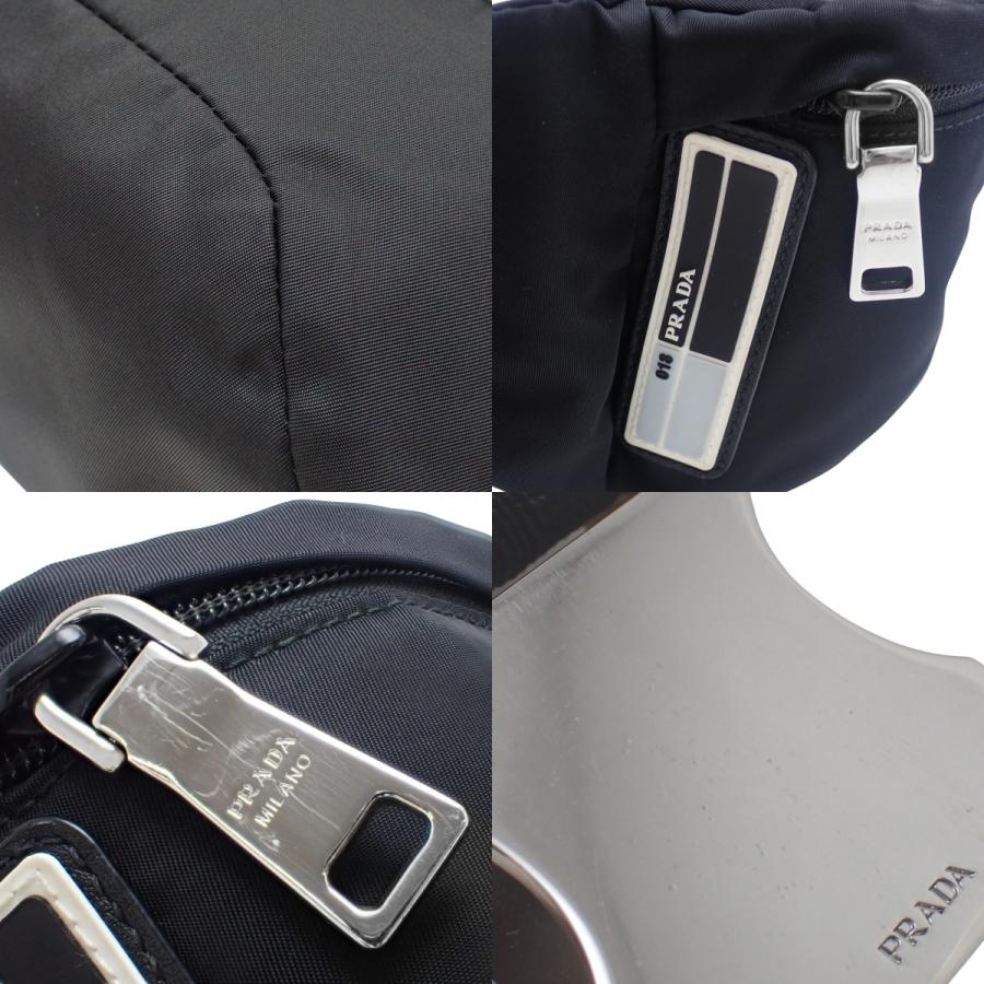 プラダ ウエストバッグ/ボディバッグ ウエストポーチ ショルダー ナイロン ブラック黒 シルバー金具 2VL008 40802170421【アラモード】