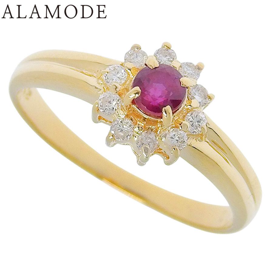 R0.28/D0.13 ルビー ダイヤモンド リング イエローゴールド K18YG 2.5g 指輪 12(52)号 ゴールド金 レッド赤 40802170498【アラモード】 | 