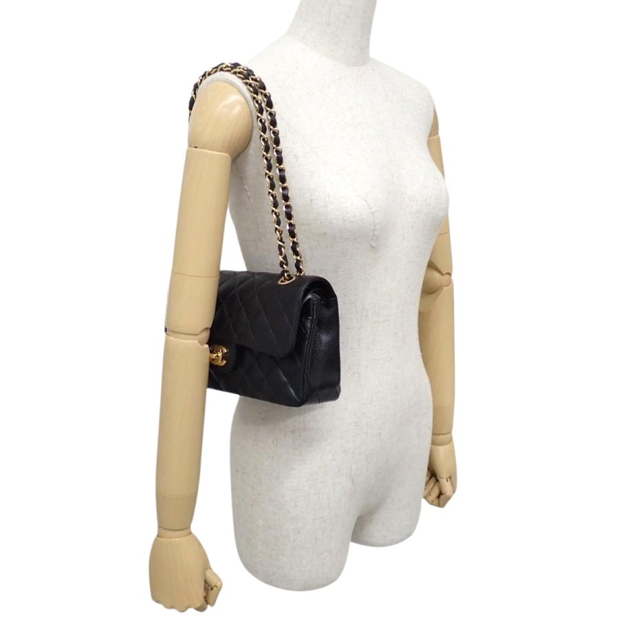 CHANEL(シャネル) マトラッセ ココマーク Wフラップ23 チェーンショルダーバッグ ショルダーバッグ 肩掛け 2WAY ダブルフラップ キャビアスキン ブラック黒 ゴールド金具 A01113 レディース 40802171755【中古】【アラモード】 CHANEL（シャネル） マトラッセ ココマーク Wフラップ23 チェーン