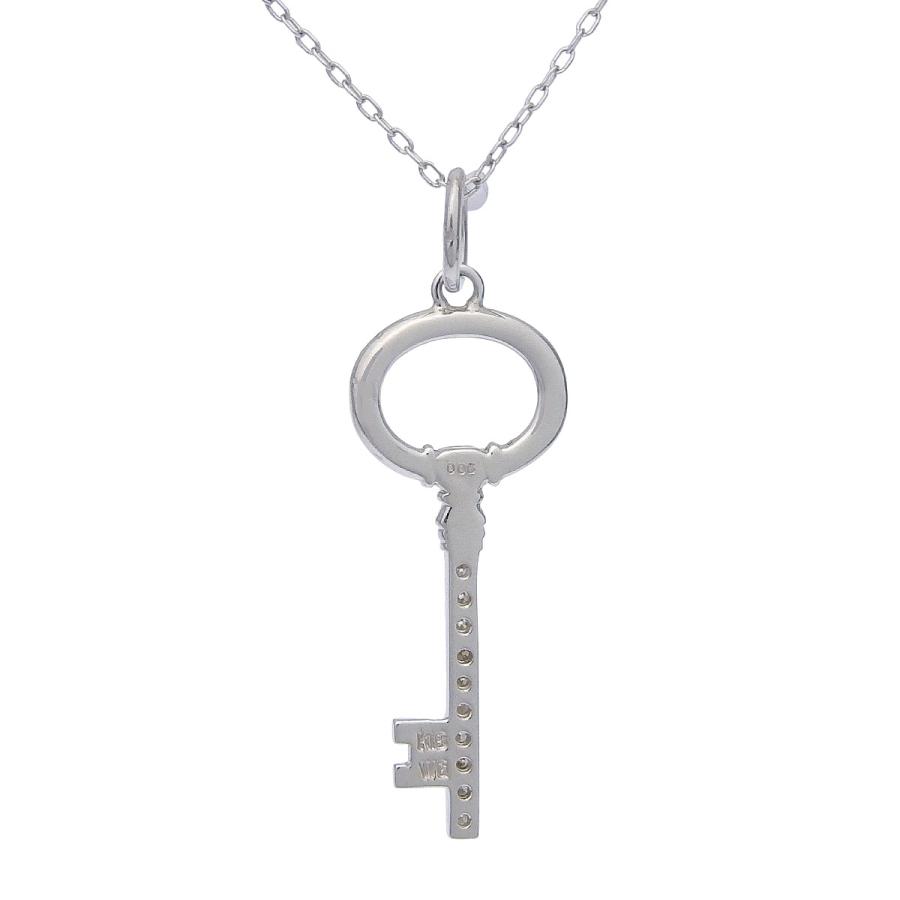 D0.06 キーモチーフ ダイヤ ネックレス ホワイトゴールド K18WG 2.1g