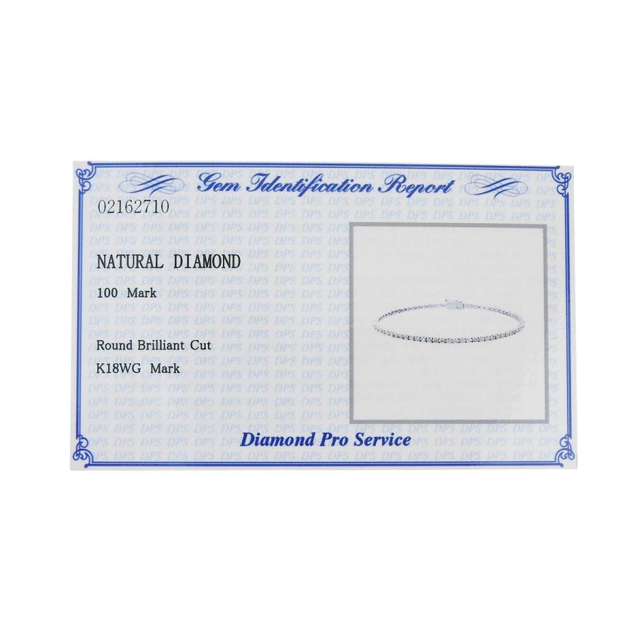 D1.00 テニスダイヤモンドブレスレット ホワイトゴールド K18WG 5.8g レディース 40802172722【中古】【アラモード】_5
