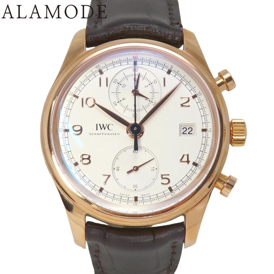 【2023年保証書付】IWC　ポルトギーゼ クロノグラフ  IW390402 PG/革 ホワイト 自動巻き メンズ 40802172921【中古】【アラモード】 | IWC SCHAFFHAUSEN