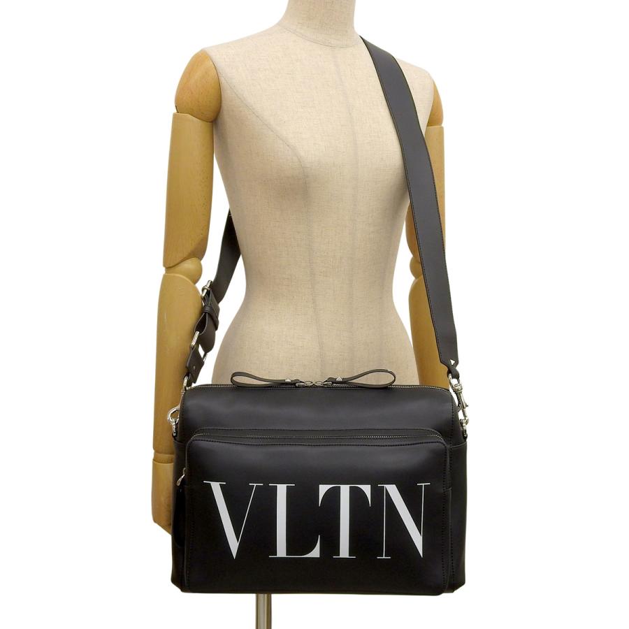 VALENTINO(ヴァレンティノ) VLTN ロゴ ショルダーバッグ ショルダーバッグ 肩掛け 斜め掛け レザー ブラック黒 シルバー金具 メンズ 40802173212【中古】【アラモード】 VALENTINO（ヴァレンティノ） VLTN ロゴ ショルダーバッグ ショルダー