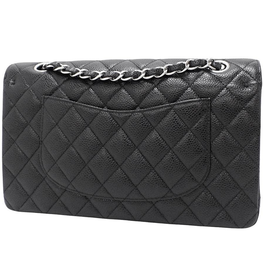 CHANEL(シャネル) マトラッセ ココマーク Wフラップ25 チェーンショルダーバッグ ショルダーバッグ 2WAY 肩掛け 斜め掛け ダブルフラップ キャビアスキン ブラック黒 シルバー金具 レディース 40802173378【中古】【アラモード】 CHANEL（シャネル） マトラッセ ココマーク Wフラップ25 チェーン