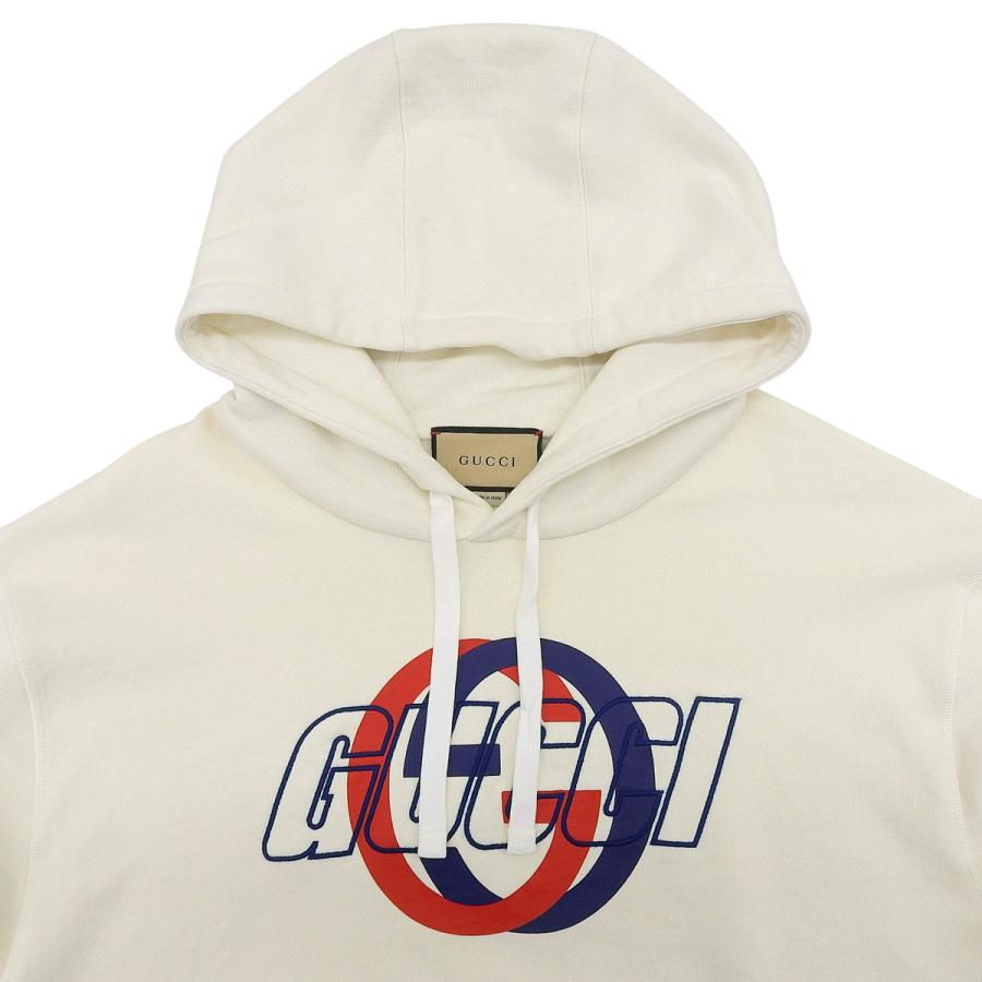 GUCCI(グッチ) ロゴ パーカー スウェット/パーカー アパレル ファッション L コットン ホワイト白 ネイビー紺 レッド 770839 XJGA2 メンズ 40802173934【中古】【アラモード】 GUCCI（グッチ） ロゴ パーカー スウェット アパレル L コットン