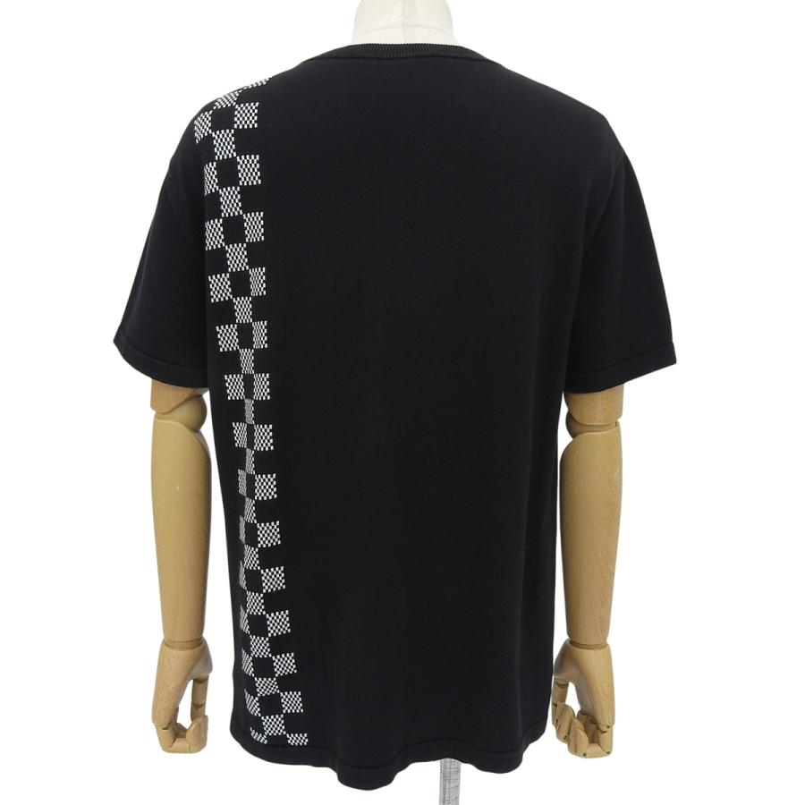 LOUIS VUITTON(ルイ・ヴィトン) ダミエストライプ ジャガード半袖ニット 2021年 RM211 XL コットン ブラック黒 ホワイト白 メンズ 40802173938【中古】【アラモード】 LOUIS VUITTON（ルイ・ヴィトン） ダミエストライプ ジャガード半袖