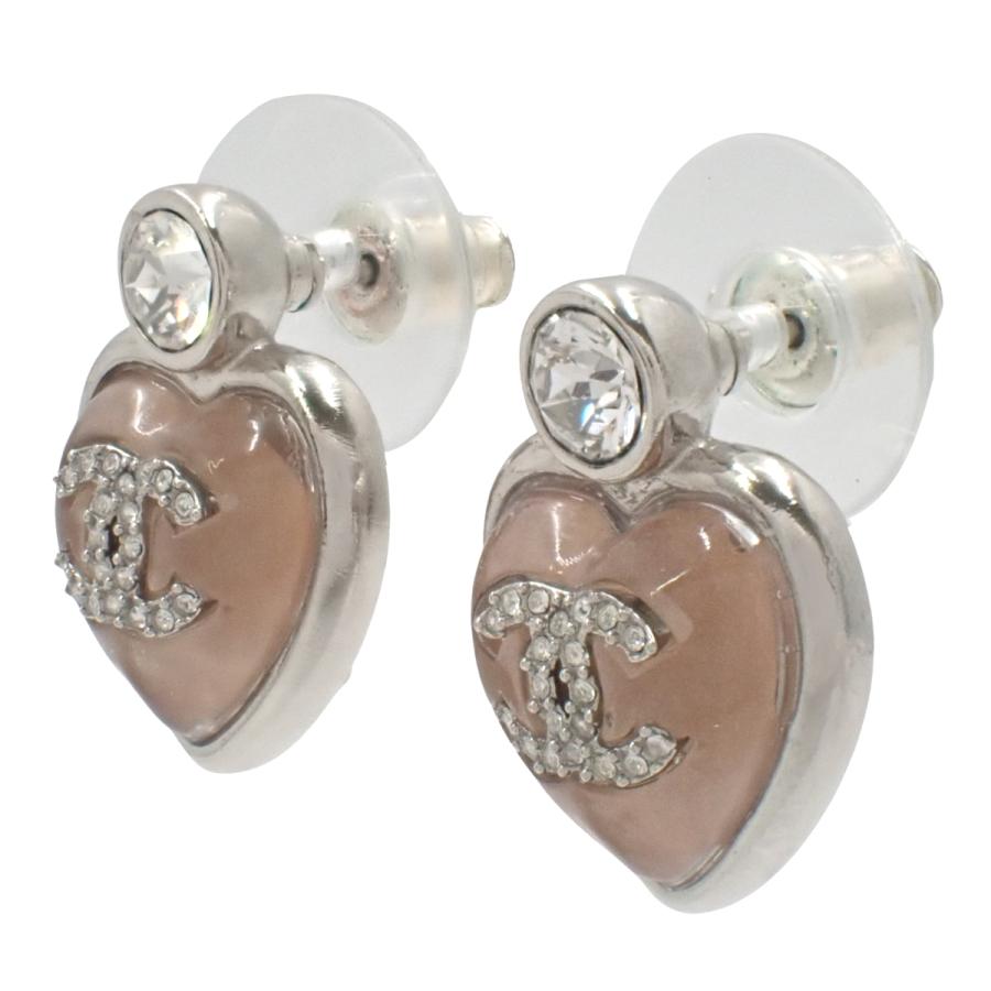 希少 CHANEL ココ ハートモチーフ シャネルピアス 正規品 CHANEL（シャネル） ココマーク ラインストーン ハートピアス メタル