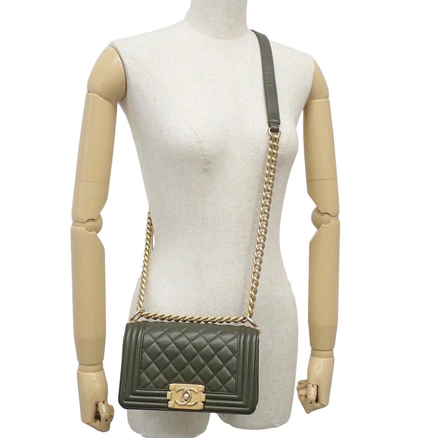 CHANEL(シャネル) ボーイシャネル/マトラッセ スモール チェーンショルダーバッグ ショルダーバッグ 肩掛け ラムスキン カーキ ゴールド金具 A67085 レディース 40802174456【中古】【アラモード】 CHANEL（シャネル） ボーイシャネル/マトラッセ スモール チェーン