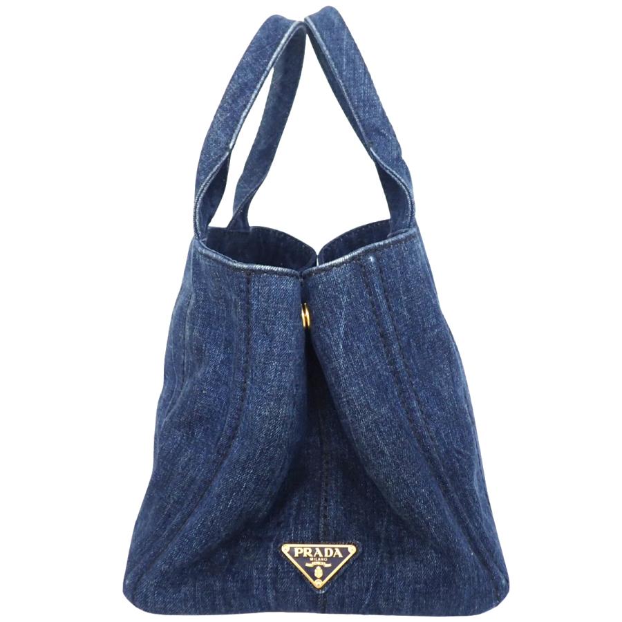 PRADA（プラダ） カナパ トートバッグ デニム ブルー青 ゴールド金具