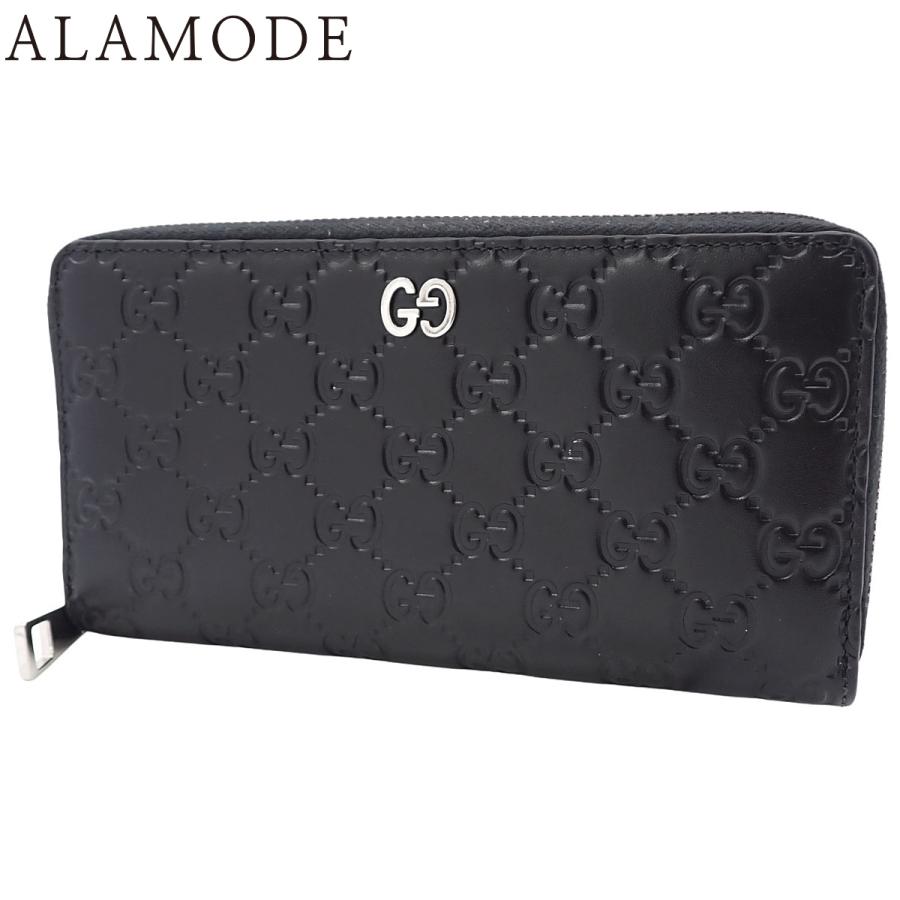 GUCCI(グッチ) グッチシマ GGロゴ ラウンドファスナー 長財布 ロングウォレット 小物 グッチシマレザー 黒 40802175337【アラモード】 | GUCCI