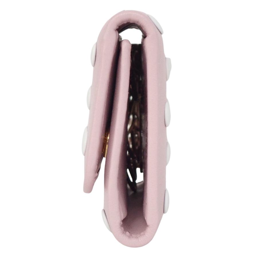 【新品未使用】MIU MIU ドットピンク キーケース miu miu（ミュウミュウ） ドット 6連キーケース レザー ピンク
