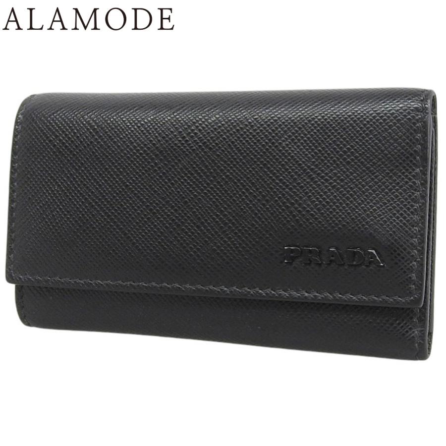 PRADA（プラダ） 6連キーケース 六連 サフィアーノ ブラック黒 グレー
