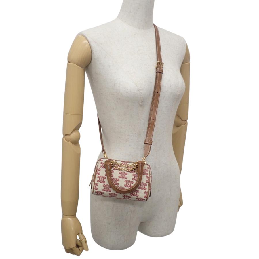 CELINE(セリーヌ) マカダム ミニボストンバッグ ショルダー キャンバス ベージュ ブラウン茶 レッド 赤 40802176136【アラモード】 | CELINE | 02