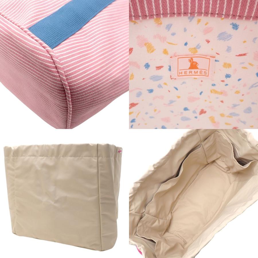 HERMES（エルメス） パスパス マザーズバッグ ピンク ブルー コットン 