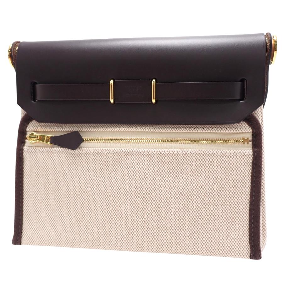 【未使用】HERMES(エルメス) エールバッグ ジップ 20 K刻印 ミニ エベンヌ ベージュ ブラウン茶 トワルミリタリー ヴァッシュハンター ゴールド金具 ショルダーバッグ 肩掛け 斜め掛け レディース 40802176234【アラモード】 HERMES（エルメス） 【未使用】エルメス エールバッグ ジップ 20 K刻印