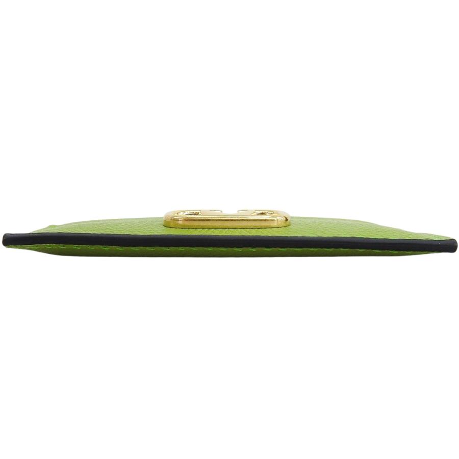 VALENTINO(ヴァレンティノ) Vロゴ シグネチャー カードホルダー カードケース/パスケース 定期入れ 小物 レザー グリーン緑 ゴールド金具 レディース 40802178106【中古】【アラモード】 VALENTINO（ヴァレンティノ） Vロゴ シグネチャー カードホルダー