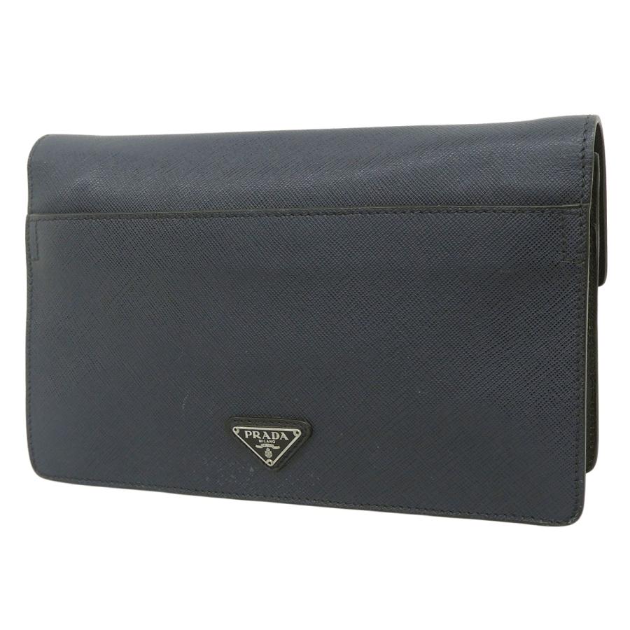 美品 プラダ PRADA サフィアーノ ロゴ クラッチバッグ セカンドバッグ PRADA（プラダ） 三角ロゴ クラッチバッグ セカンドバッグ バイカラー