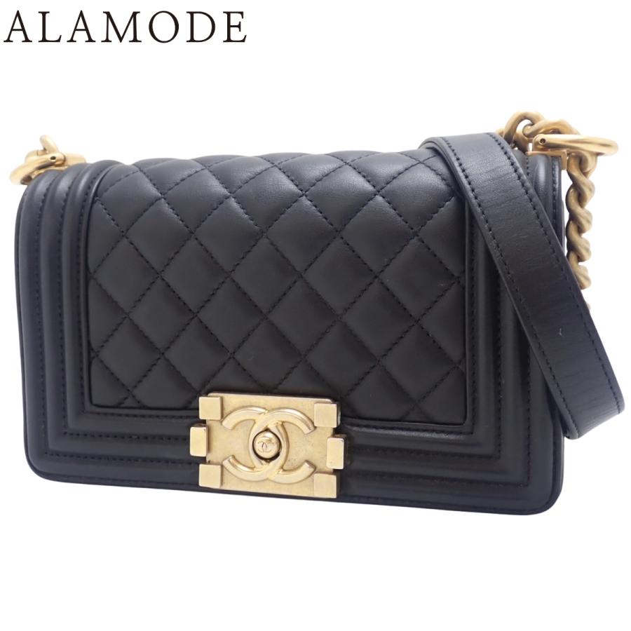 シャネル　ボーイシャネル　ラムスキン　ココマーク　ブラック　コンパクト CHANEL（シャネル） ボーイシャネル ココマーク チェーン ショルダー