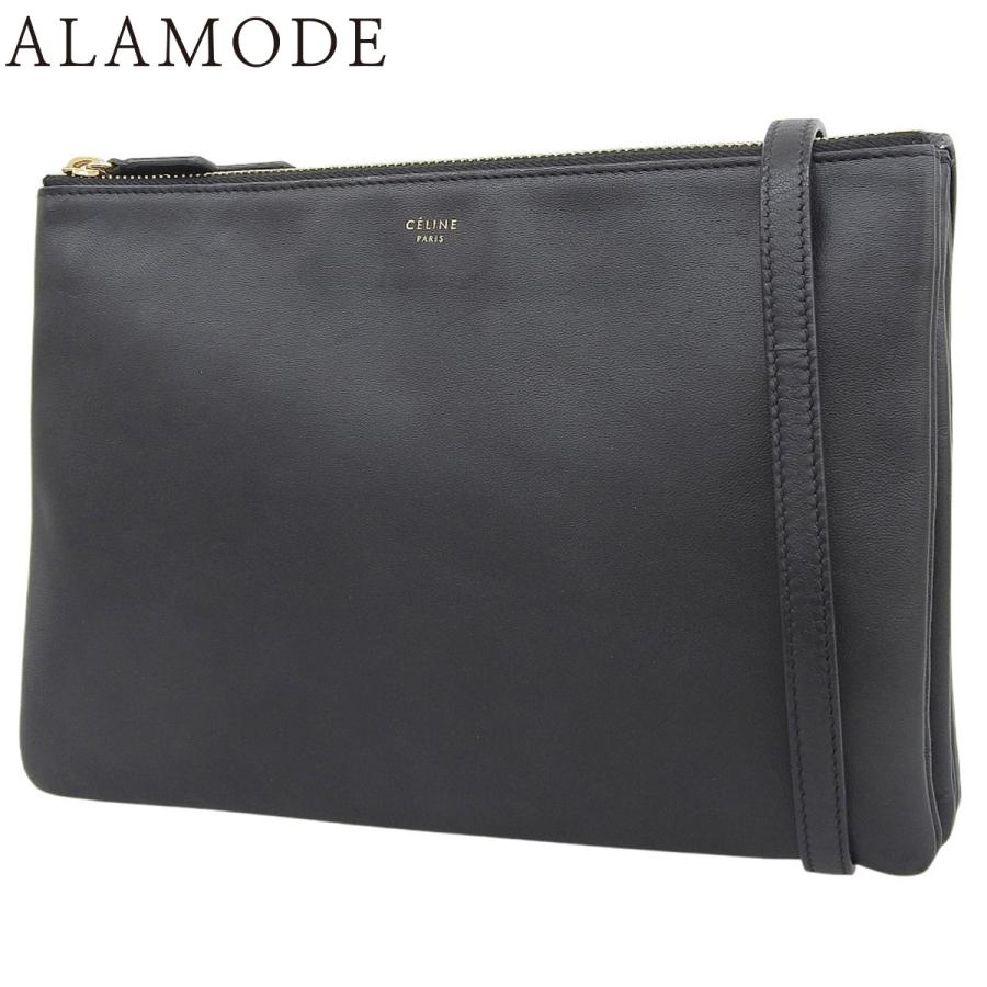 CELINE(セリーヌ) トリオ ラージ ショルダーバッグ 肩掛け ショルダー ラムスキン ブラック黒 ゴールド金具 171453ETA レディース 40802180389【中古】【アラモード】 CELINE（セリーヌ） トリオ ラージ ショルダーバッグ 肩掛け