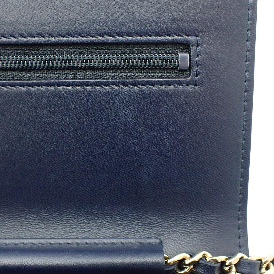 シャネル ボーイシャネル/マトラッセ チェーンウォレット ショルダーバッグ ラム ネイビー ゴールド金具 A80287 40802182507【アラモード】_6