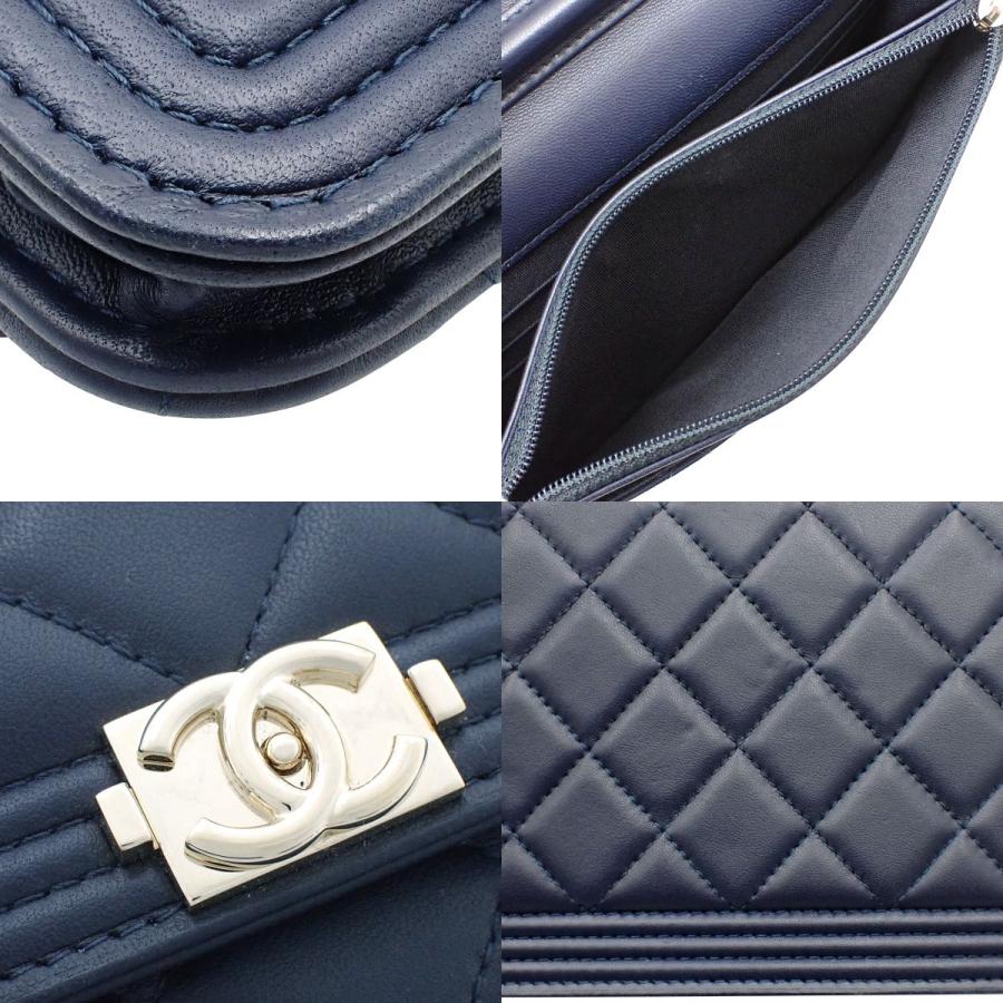 シャネル ボーイシャネル/マトラッセ チェーンウォレット ショルダーバッグ ラム ネイビー ゴールド金具 A80287 40802182507【アラモード】_7
